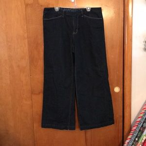 Wide leg dark blue jeans